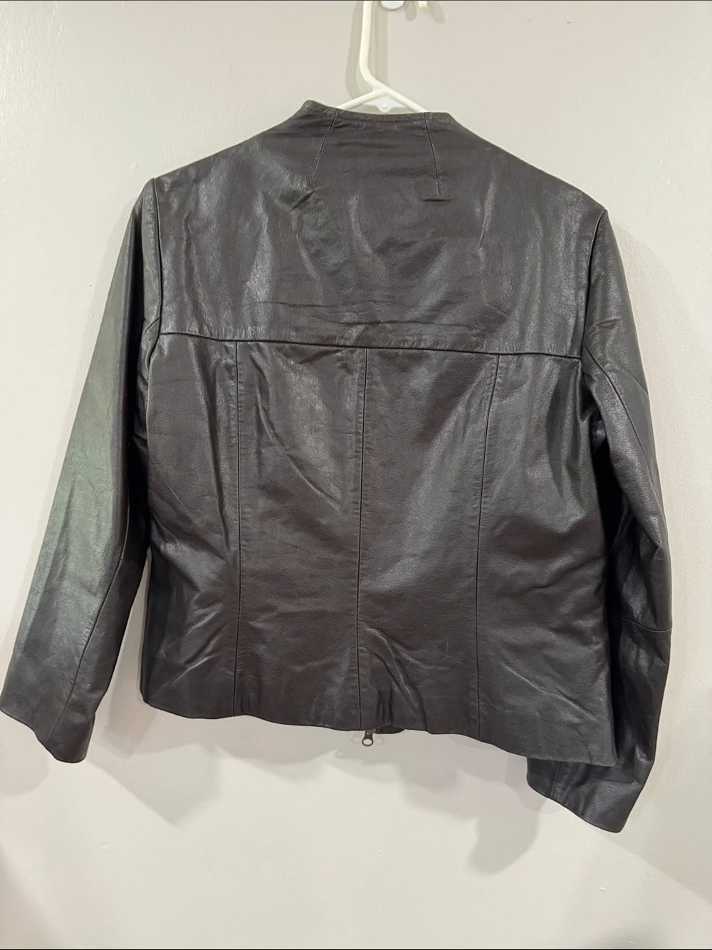 Vintage Old Navy women’s Brown Leather Zip-Front tailored Jacket